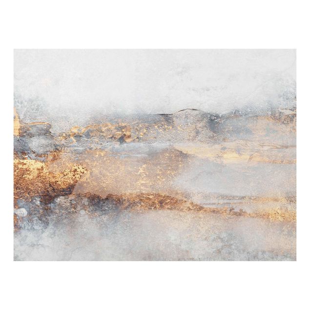 Glasbild - Elisabeth Fredriksson - Gold-Grauer Nebel - Querformat 4:3