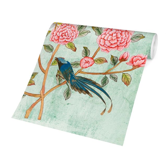 Moderne Tapeten Chinoiserie Collage in Mint II