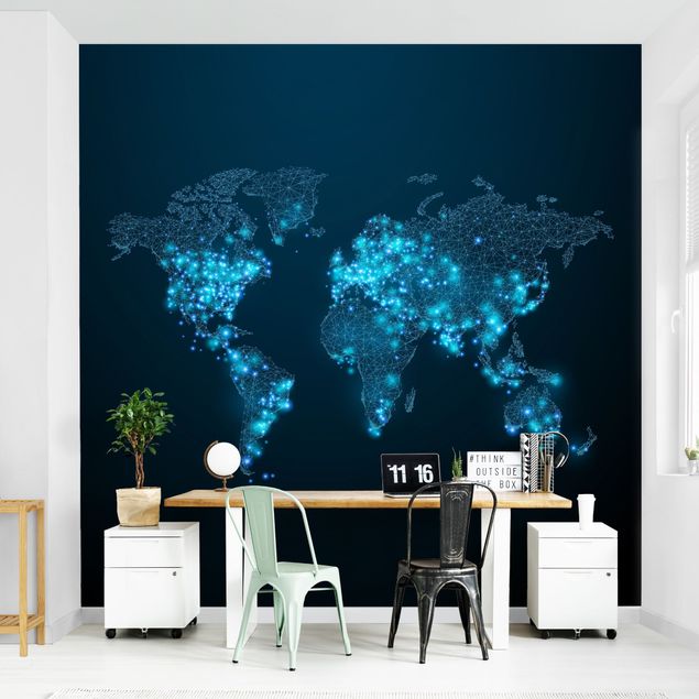 Tapete selbstklebend Connected World Weltkarte