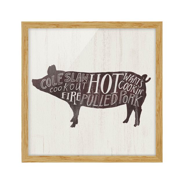 Bilder mit Rahmen Bauernhof BBQ - Schwein