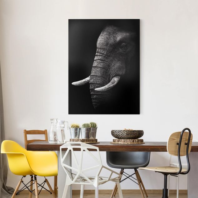 Leinwand Natur Dunkles Elefanten Portrait