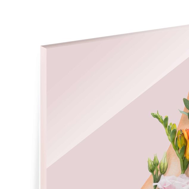 Glasbild - Jonas Loose - Arm mit Blumen - Quadrat 1:1