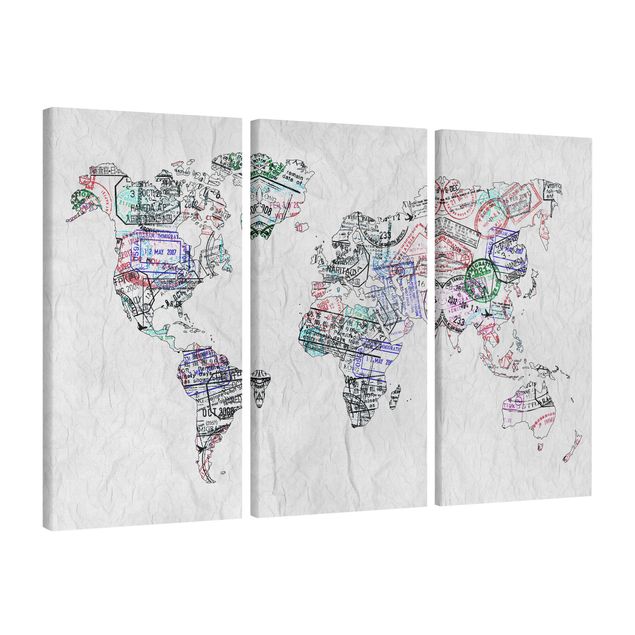 Leinwandbilder kaufen Reisepass Stempel Weltkarte