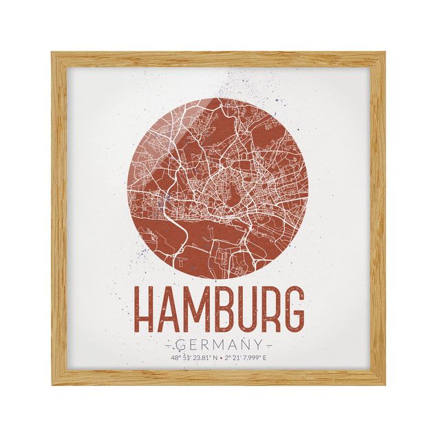 Wandbilder Stadtplan Hamburg - Retro