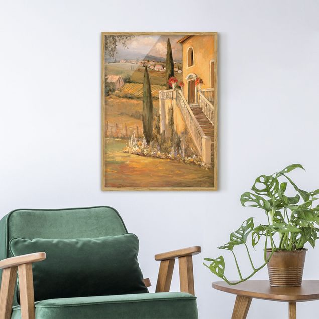 Skylines Bilder mit Rahmen Italienische Landschaft - Haustreppe