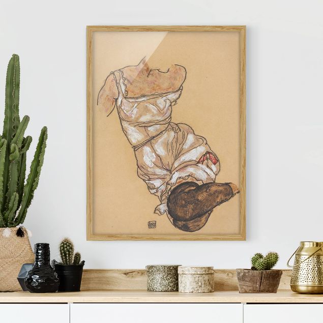 Moderne Bilder mit Rahmen Egon Schiele - Weiblicher Torso in Unterwäsche
