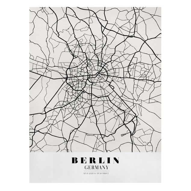 Leinwandbild - Stadtplan Berlin - Klassik - Hochformat 4:3