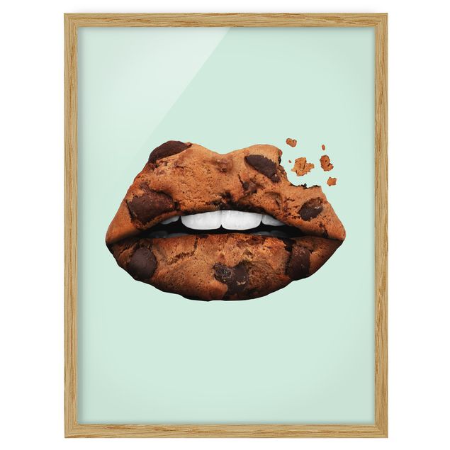 Bilder mit Rahmen Lippen mit Keks