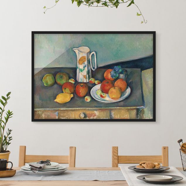 Bild mit Rahmen - Paul Cézanne - Stillleben Milchkrug - Querformat 3:4