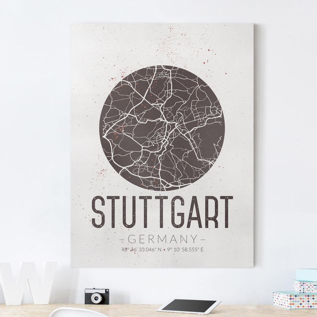 Leinwand mit Spruch Stadtplan Stuttgart - Retro