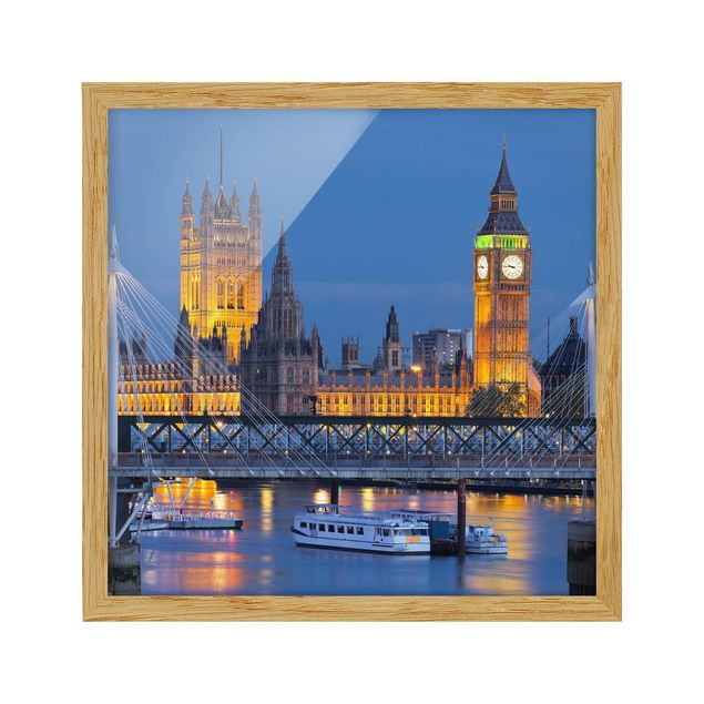 Wandbilder Big Ben und Westminster Palace in London bei Nacht