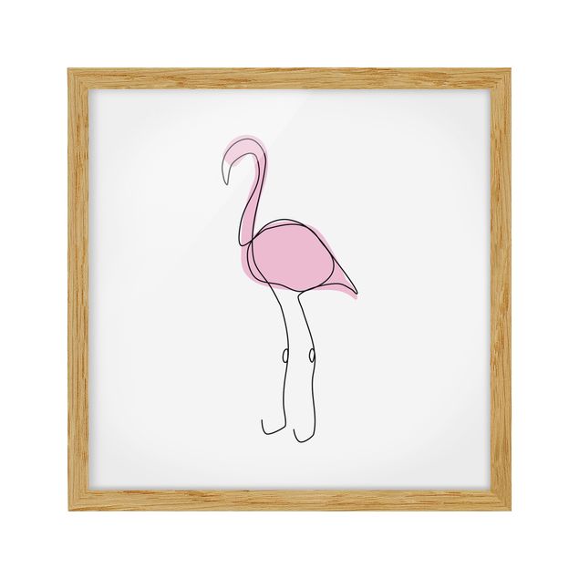 gerahmte Bilder Flamingo Line Art