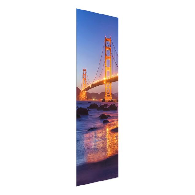 Glas Wandbilder Golden Gate Bridge am Abend