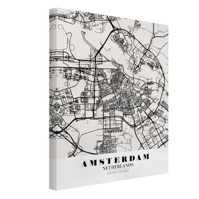 schöne Leinwandbilder Stadtplan Amsterdam - Klassik