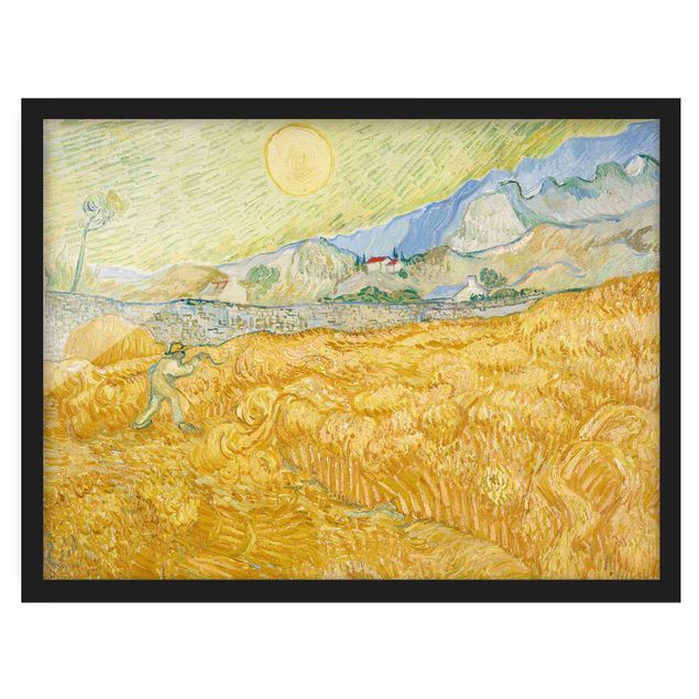 Bild mit Rahmen - Vincent van Gogh - Kornfeld mit Schnitter - Querformat 3:4
