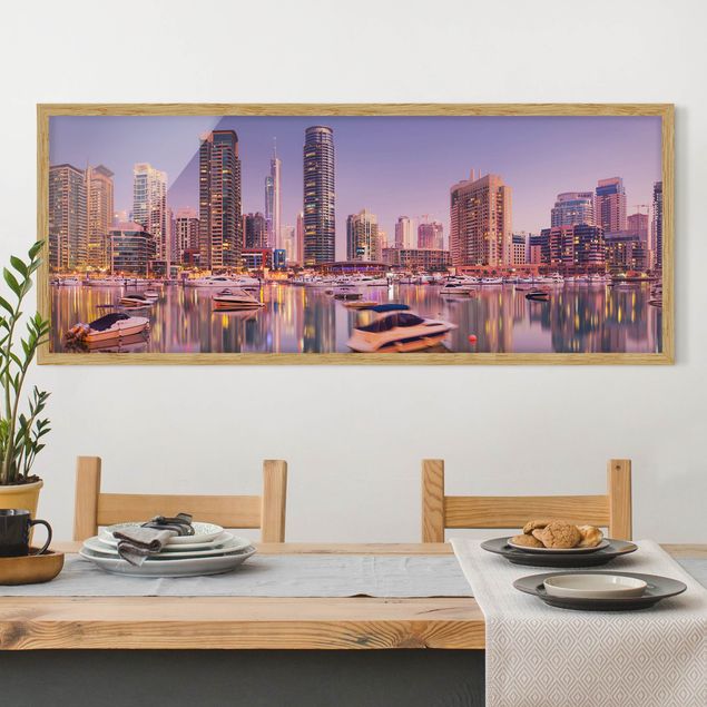 Skylines Bilder mit Rahmen Dubai Skyline und Marina