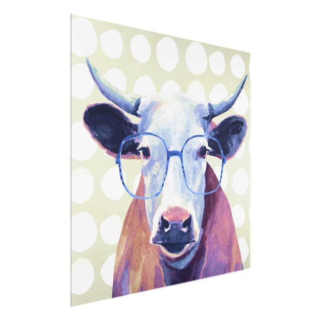 Glasbilder Bebrillte Tiere - Kuh