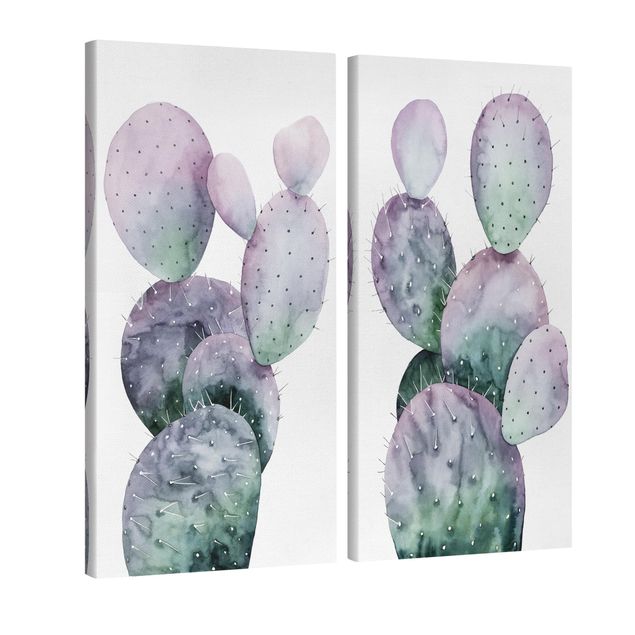Leinwandbilder Kaktus in Lila Set I