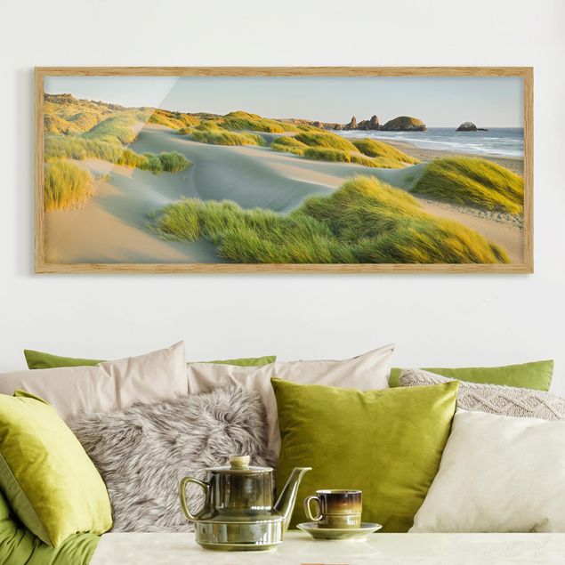 Moderne Bilder mit Rahmen Dünen und Gräser am Meer