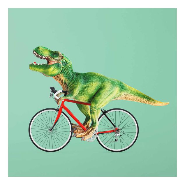 schöne Bilder Dinosaurier mit Fahrrad