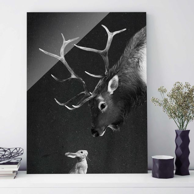 Glas-Bild Wandbilder Druck auf Glas 100x50 Deko Tiere Hirsch 