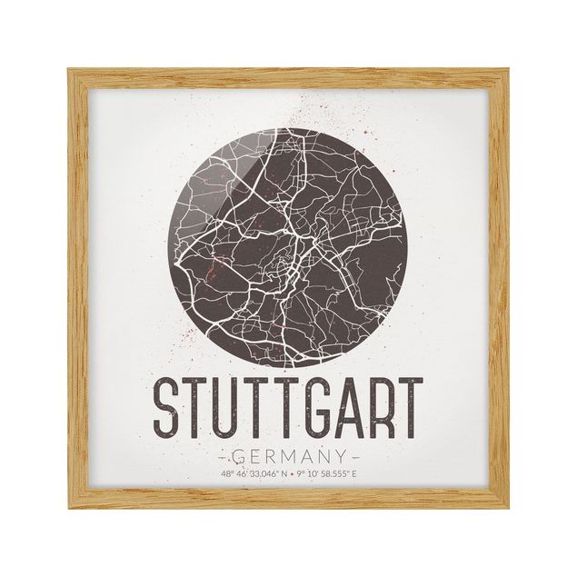 schöne Bilder Stadtplan Stuttgart - Retro