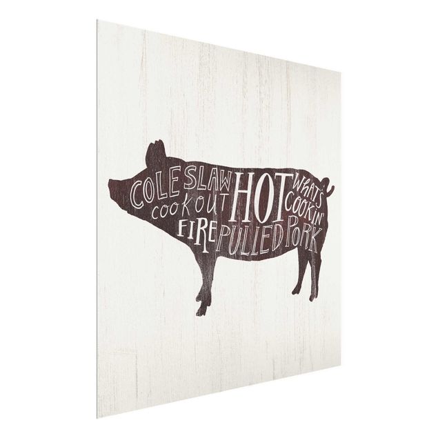 Bilder auf Glas Bauernhof BBQ - Schwein