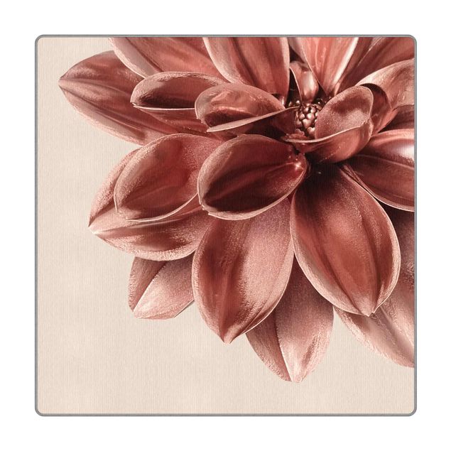 Teppich - Dahlie Blume Rosegold Metallic Detail