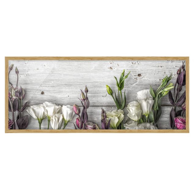 Wandbilder mit Rahmen Tulpen-Rose Shabby Holzoptik