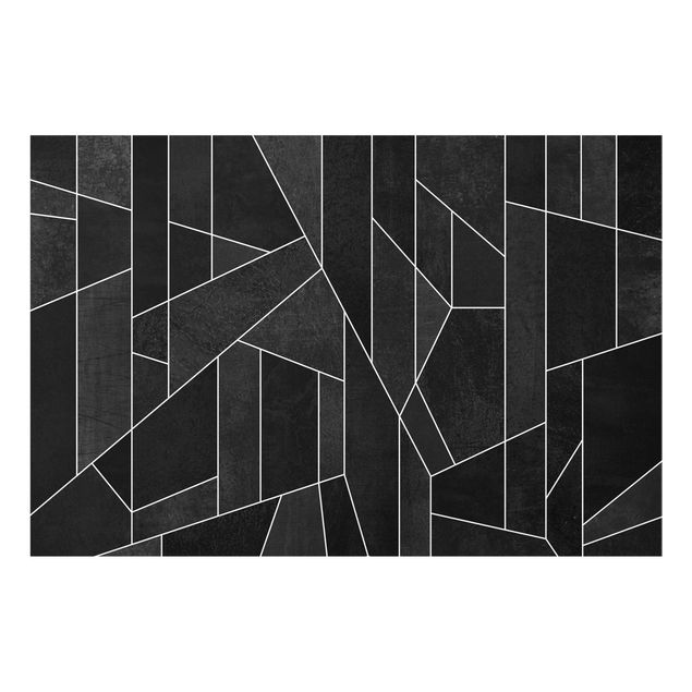Glasbild - Schwarz Weiß Geometrie Aquarell - Querformat 2:3