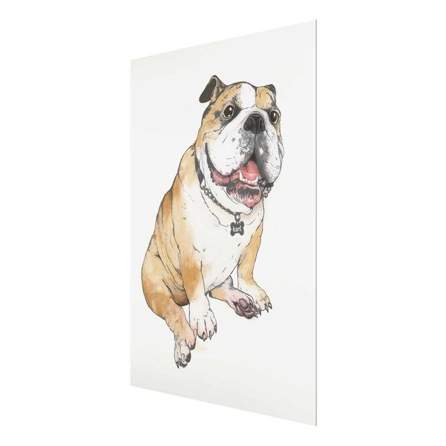 Glas Wandbilder Illustration Hund Bulldogge Malerei