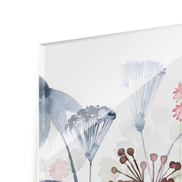 Glasbild - Wildblumen Aquarell I - Quadrat 1:1