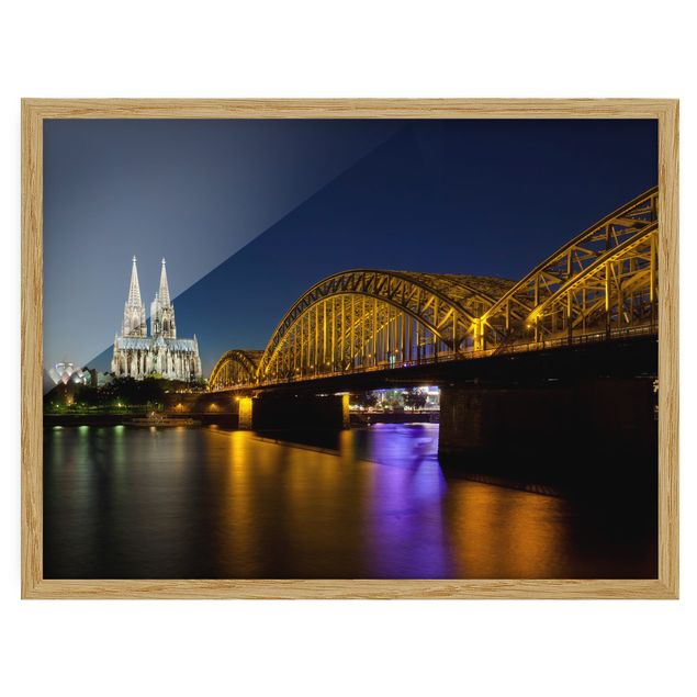 gerahmte Bilder Köln bei Nacht