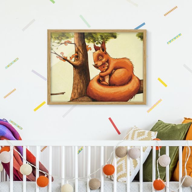 Moderne Bilder mit Rahmen Einhörnchen Mama