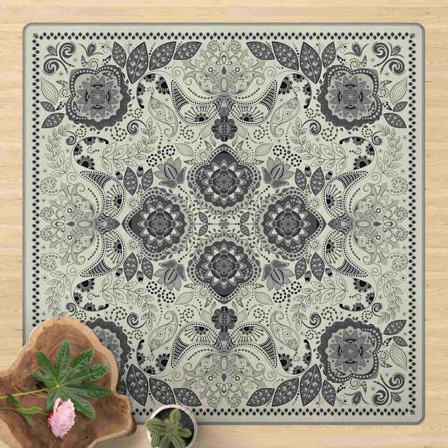 Teppich Orientalisch Detailliertes Boho Muster in Grau