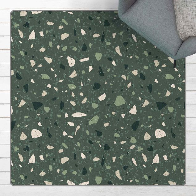 Teppich grün Detailliertes Terrazzo Muster Messina