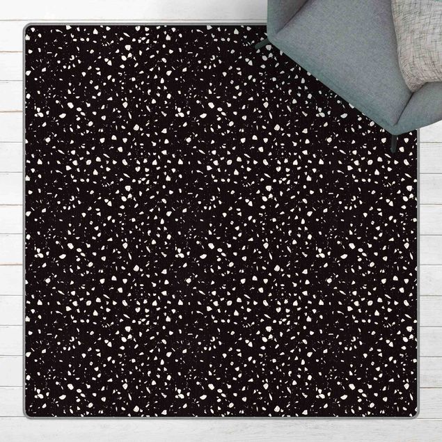 Teppich schwarz-weiß Detailliertes Terrazzo Muster Palermo