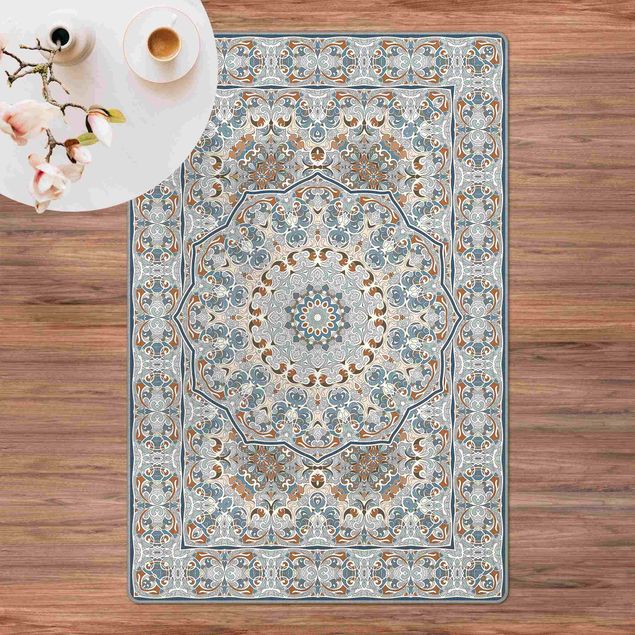 Teppich blau Detailreicher Orientalischer Teppich