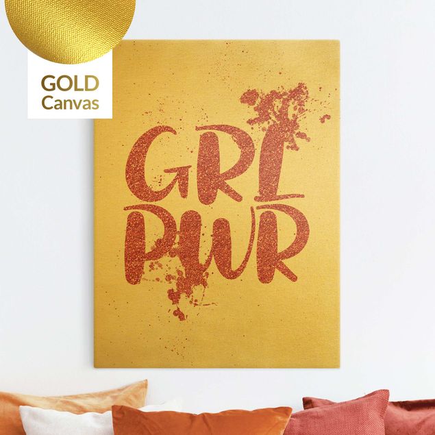 Leinwandbild Gold - Girl Power - Hochformat 3:4