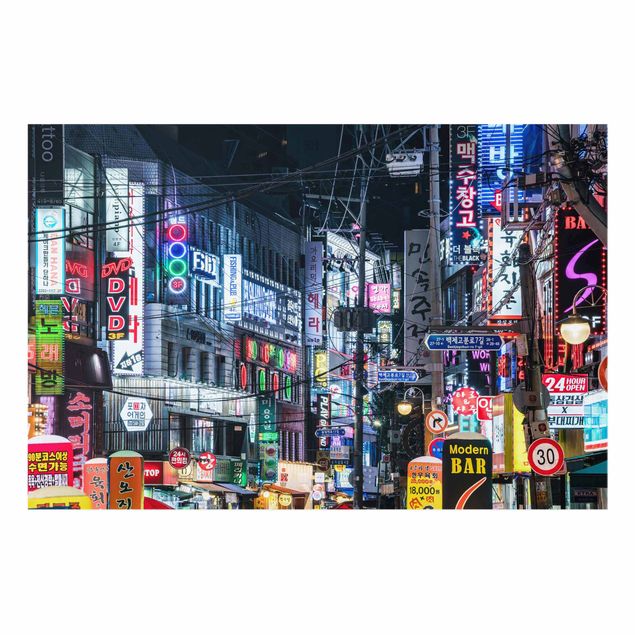 Glasbild - Nachtleben von Seoul - Querformat 3:2