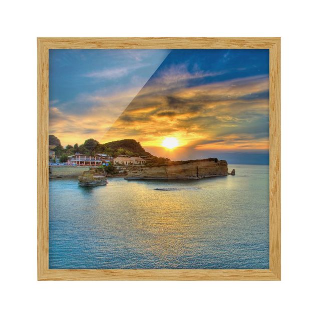 Wandbilder mit Rahmen Sonnenuntergang über Korfu