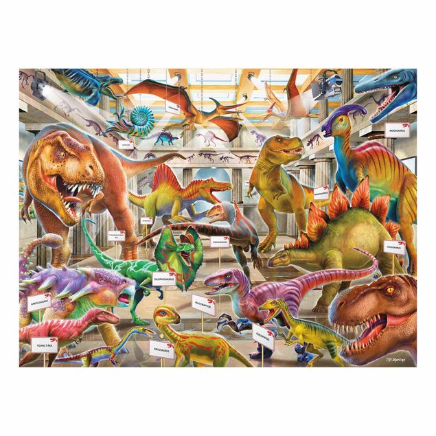 Glasbild - Dinosaurier im Naturkundemuseum - Querformat