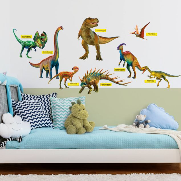 Wandtattoo - Dinosaurier Set mit Namensschildern