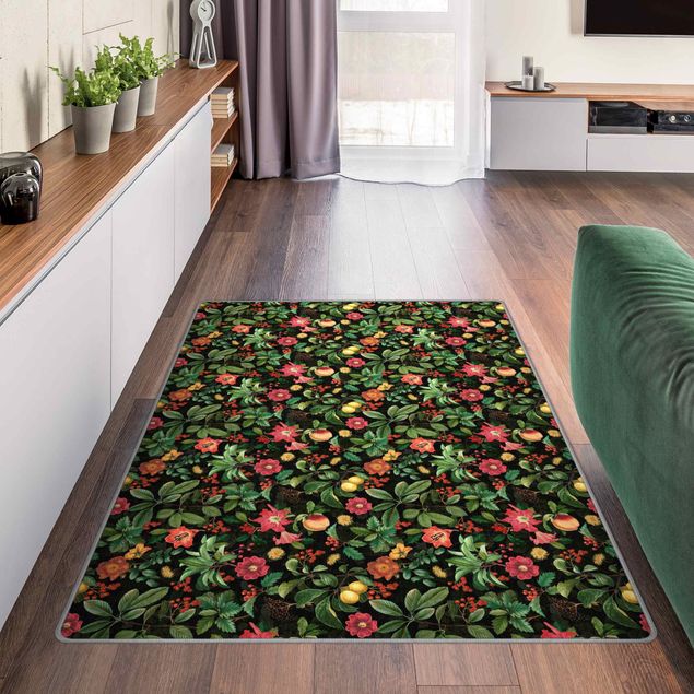 Teppich modern Dschungelblätter und Blüten