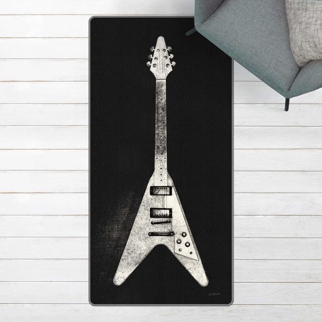 Teppich schwarz-weiß E-Gitarre Schwarz-Weiß