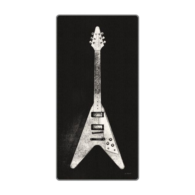 Teppich - E-Gitarre Schwarz-Weiß