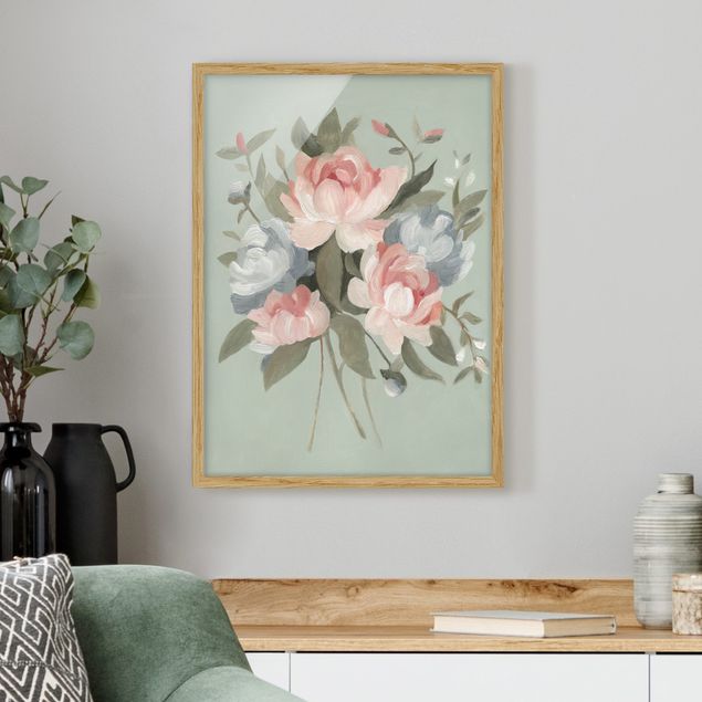 Moderne Bilder mit Rahmen Bouquet in Pastell I
