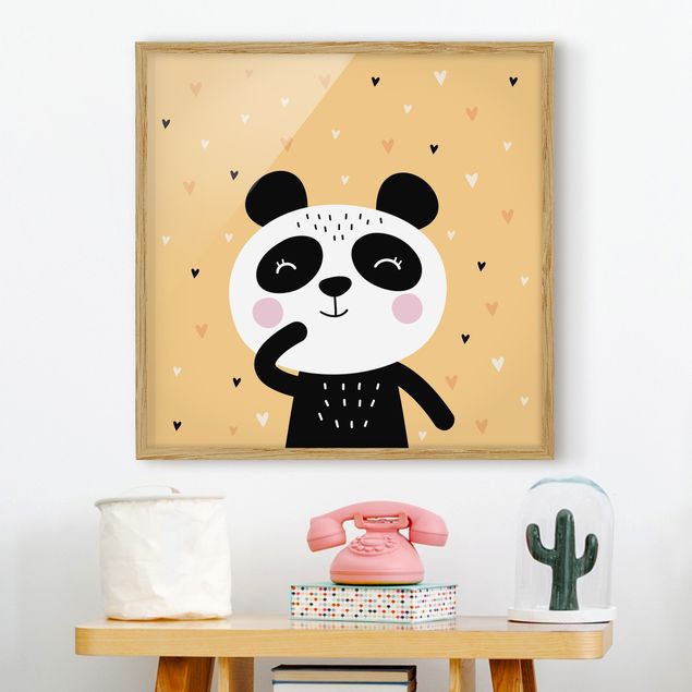 Moderne Bilder mit Rahmen Der glückliche Panda