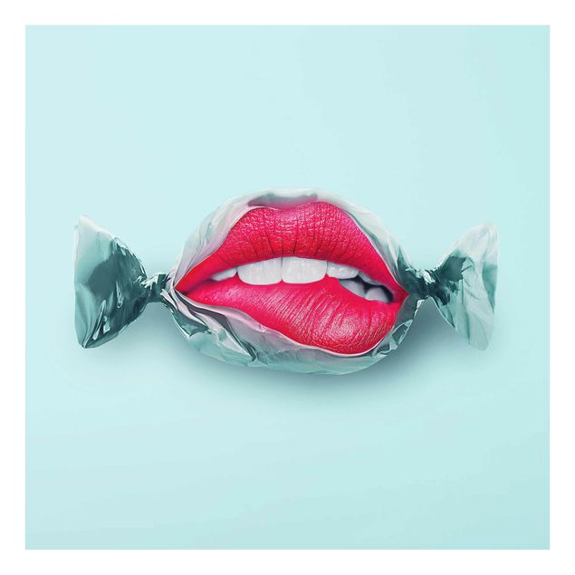 Glasbilder Bonbon mit Lippen