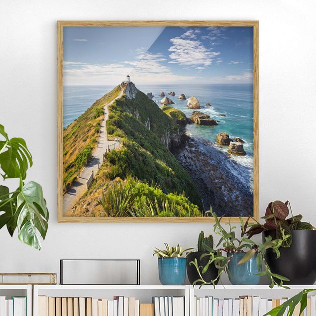 Moderne Bilder mit Rahmen Nugget Point Leuchtturm und Meer Neuseeland